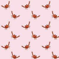 seamless pattern of crabs, on a pink background, fabric pattern vector