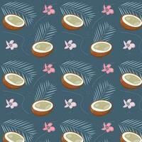 Coconut seamless pattern, fabric design, gift bag, swimsuit design, summer pattern, bed linen design vector