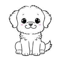 Cute doggy with big eyes and pink cheeks. Vector illustration in line style for coloring in doodle style