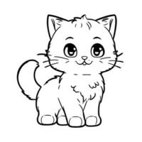 Cute cheerful kitten. Vector illustration for coloring book in doodle style