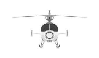 Flying helicopter with working propeller, isolated on white vector
