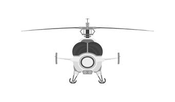 Flying helicopter with working propeller, isolated on white vector