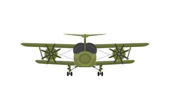 Biplane airplane in flight, front view. vector