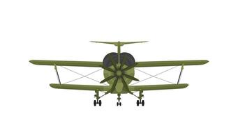 Biplane airplane in flight, front view. vector