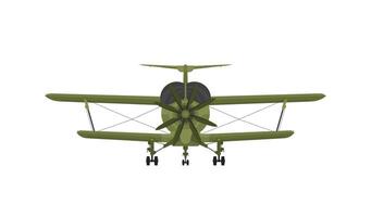 Biplane airplane in flight, front view. vector