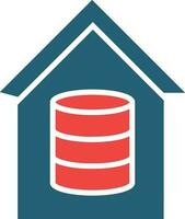 Data House Vector Glyph Two Color Icon For Personal And Commercial Use.