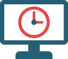 Clock Time Glyph Two Color Icon For Personal And Commercial Use. vector