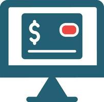 Online Payment Glyph Two Color Icon For Personal And Commercial Use. vector