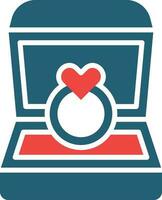 Ring Box Glyph Two Color Icon For Personal And Commercial Use. vector