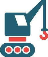 Crane Truck Glyph Two Color Icon For Personal And Commercial Use. vector