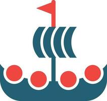 Viking Ship Glyph Two Color Icon For Personal And Commercial Use. vector