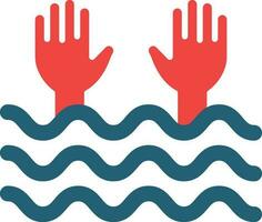 Drowning Glyph Two Color Icon For Personal And Commercial Use. vector