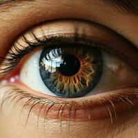 Macro image of human eye. Generative AI photo