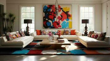 Colorful living room interior. Generative AI photo