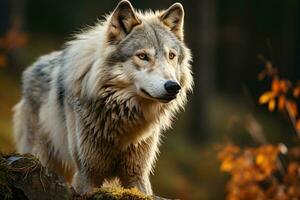 Large male grey wolf. Generative AI photo