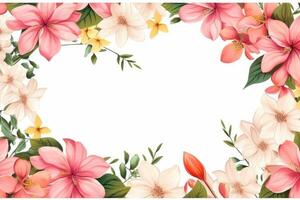 Floral card with large flowers with place for your text. Stylish background with flowers. Generative AI photo