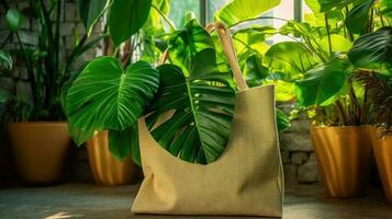 eco simpático reutilizable compras bolsa. generativo ai foto