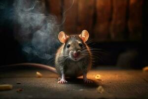 Little brown rat. Pest control. Generative AI photo