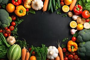 Different vegetables lying on the table. photo