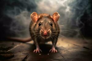 Little brown rat. Pest control. Generative AI photo