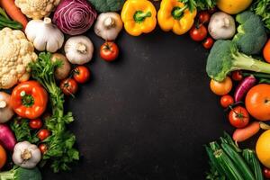 Different vegetables lying on the table. photo
