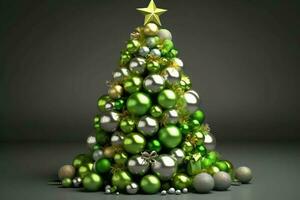 Navidad resumen árbol decorado con verde pelotas. generativo ai foto
