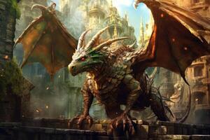 Dragons and fantasy artificial intelligence image. photo