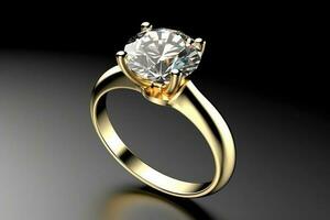 diamante oro compromiso anillo. generativo ai foto