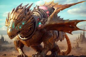 Dragons and fantasy artificial intelligence image. photo