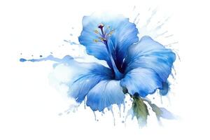 Blue flower, white background. Generative AI photo