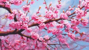 rama de prunus serrulata o japonés cereza. generativo ai foto