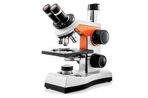 Microscope isolated on white background. Generative AI photo