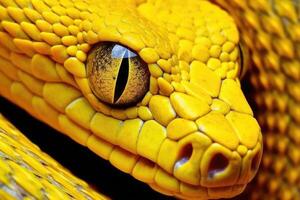 Close-up view of a yellow snake. Generative AI photo