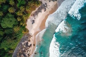 Aerial view of a clean sandy beach. photo