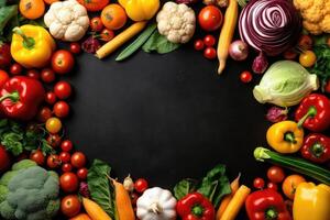 Different vegetables lying on the table. photo