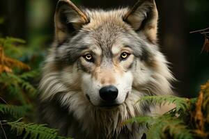Large male grey wolf. Generative AI photo
