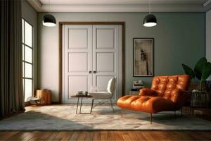 Interior design of living room with doors, modern home. Generative AI photo