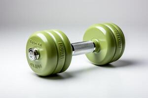 One metallic dumbbell. photo