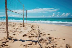 Volleyball net for outdoor beach volleyball. Generative AI photo