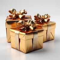 Gift boxes. Merry Christmas, Marry New Year, birthday. Generative AI photo