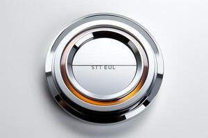 Button design, metal power button. photo