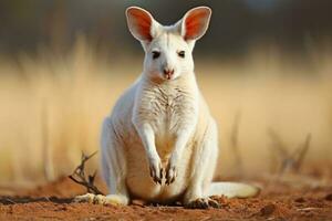 White colored albino wallaby. Generative AI photo