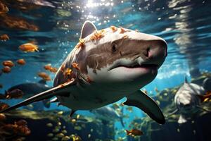 Scary shark with open jaws. photo