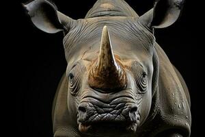 Rhinoceros with large horns. Generative AI photo