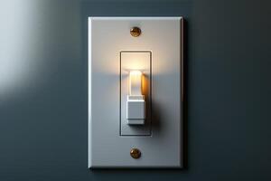 White light switch with button. Generative AI photo