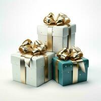Gift boxes. Merry Christmas, Marry New Year, birthday. Generative AI photo