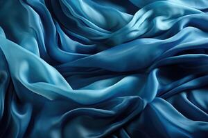 Abstract blue background with folded textile ruffle. photo