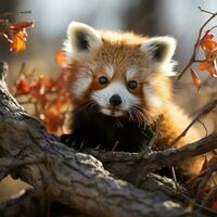 Red panda head. Generative AI photo