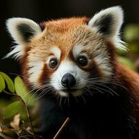 Red panda head. Generative AI photo