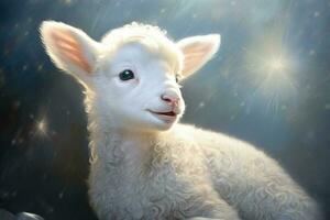 Portrait of a baby lamb. Generative AI photo